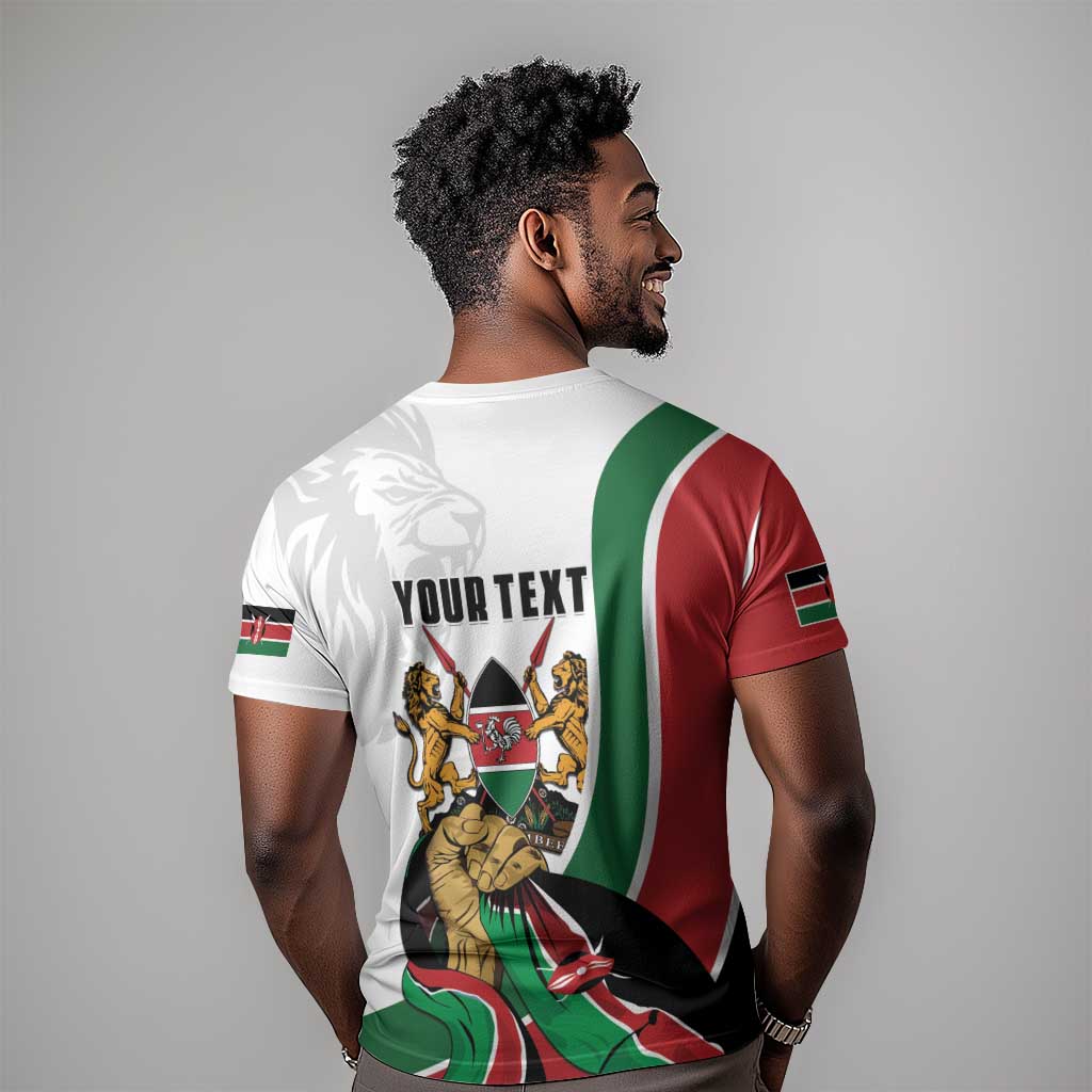 Personalized Kenya Independence Day T shirt Lion With Coat Of Arms - African Pride