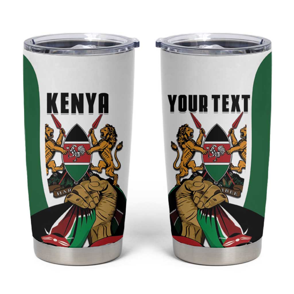 Personalized Kenya Independence Day Tumbler Cup Lion With Coat Of Arms - African Pride