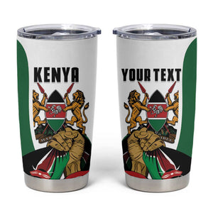 Personalized Kenya Independence Day Tumbler Cup Lion With Coat Of Arms - African Pride