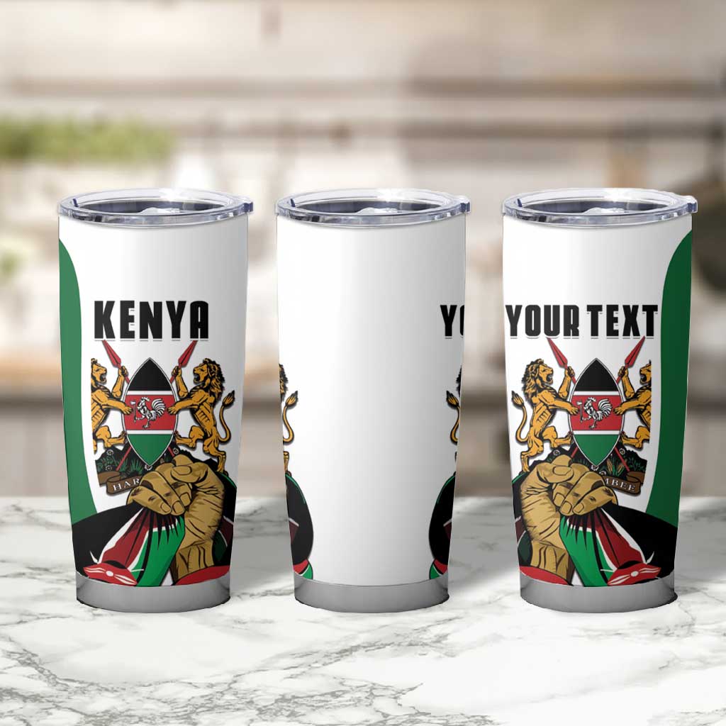 Personalized Kenya Independence Day Tumbler Cup Lion With Coat Of Arms - African Pride