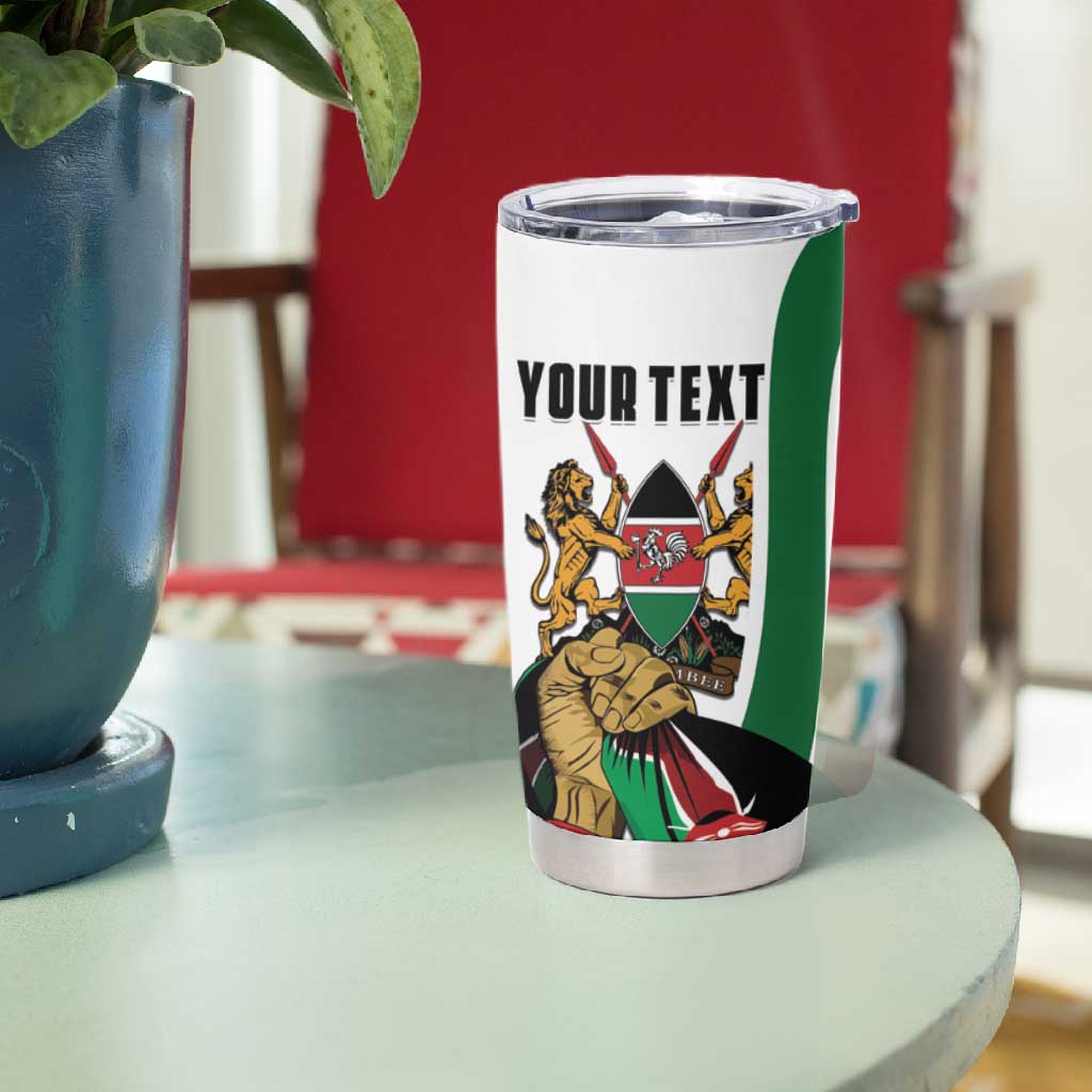 Personalized Kenya Independence Day Tumbler Cup Lion With Coat Of Arms - African Pride