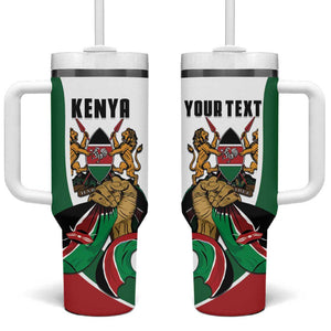 Personalized Kenya Independence Day Tumbler With Handle Lion With Coat Of Arms - African Pride