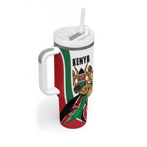 Personalized Kenya Independence Day Tumbler With Handle Lion With Coat Of Arms - African Pride