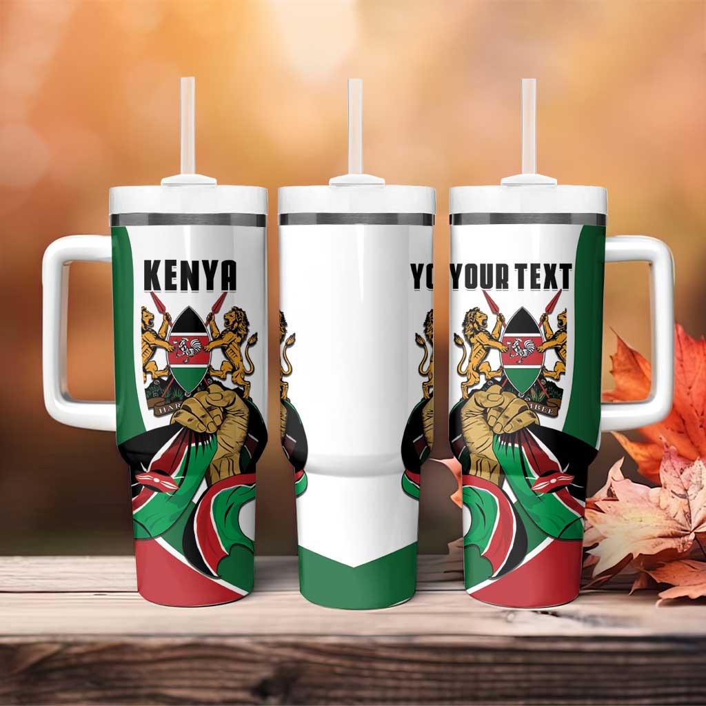 Personalized Kenya Independence Day Tumbler With Handle Lion With Coat Of Arms - African Pride