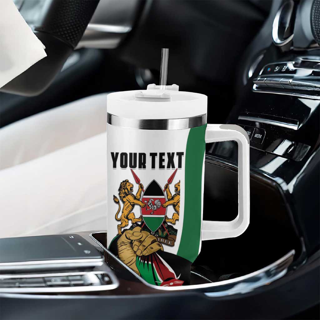 Personalized Kenya Independence Day Tumbler With Handle Lion With Coat Of Arms - African Pride