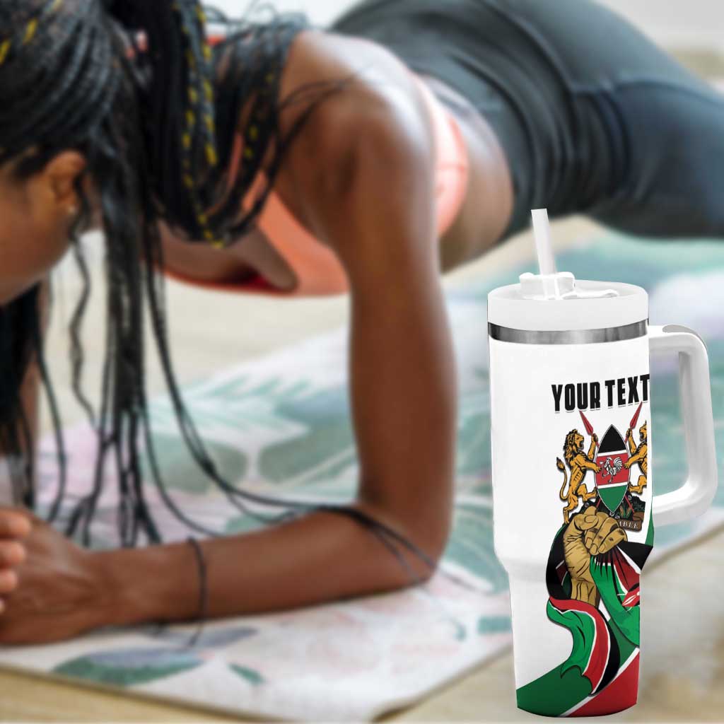 Personalized Kenya Independence Day Tumbler With Handle Lion With Coat Of Arms - African Pride