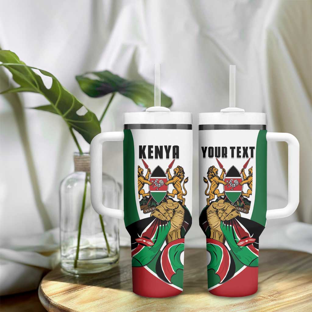 Personalized Kenya Independence Day Tumbler With Handle Lion With Coat Of Arms - African Pride
