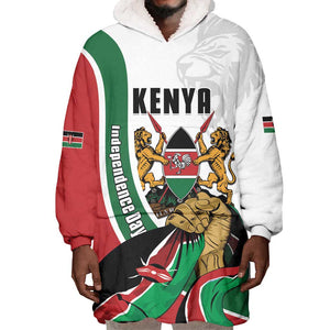 Personalized Kenya Independence Day Wearable Blanket Hoodie Lion With Coat Of Arms - African Pride