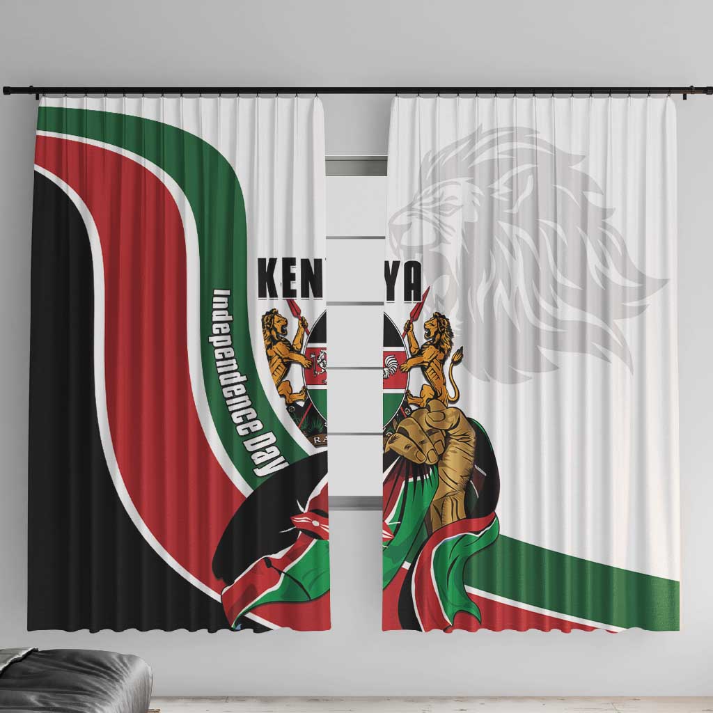 Kenya Independence Day Window Curtain Lion With Coat Of Arms - African Pride