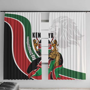 Kenya Independence Day Window Curtain Lion With Coat Of Arms - African Pride