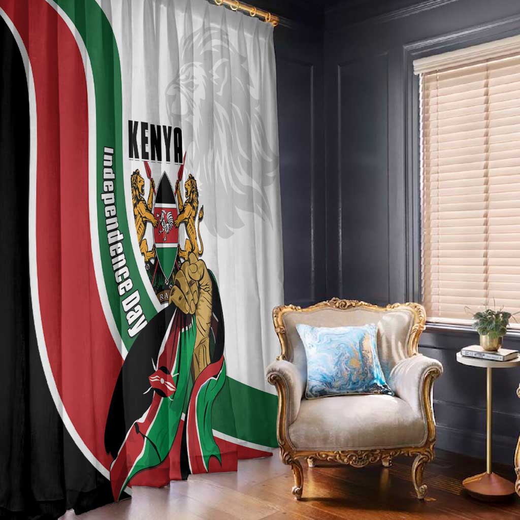 Kenya Independence Day Window Curtain Lion With Coat Of Arms - African Pride