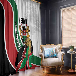 Kenya Independence Day Window Curtain Lion With Coat Of Arms - African Pride