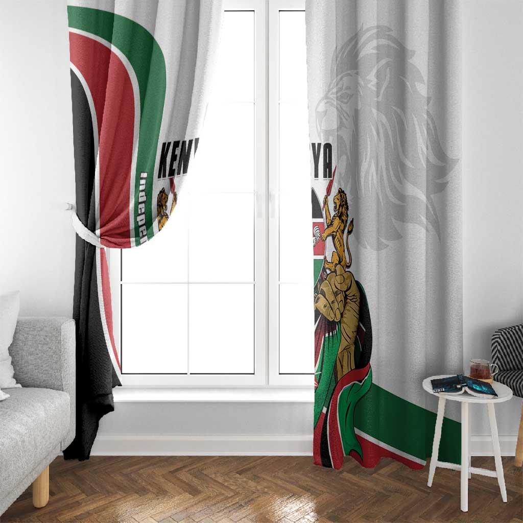 Kenya Independence Day Window Curtain Lion With Coat Of Arms - African Pride