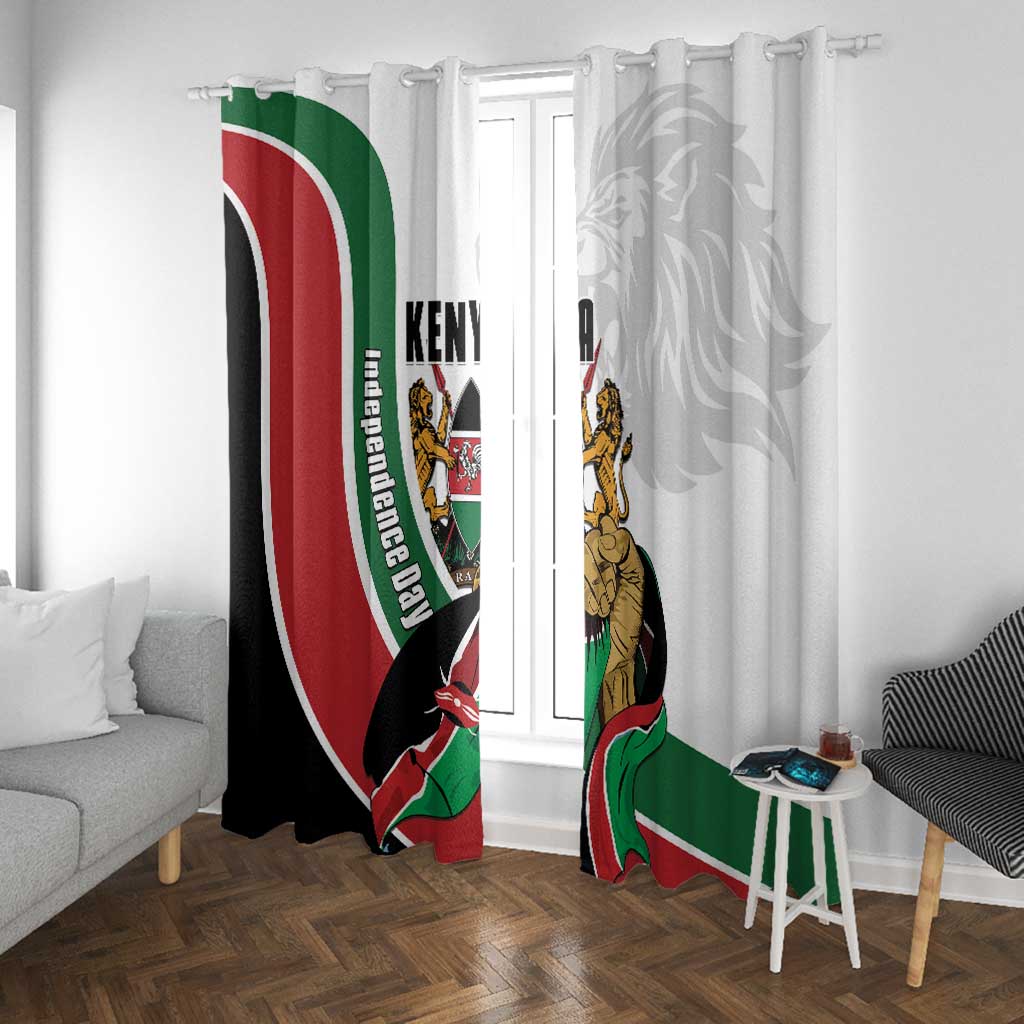 Kenya Independence Day Window Curtain Lion With Coat Of Arms - African Pride