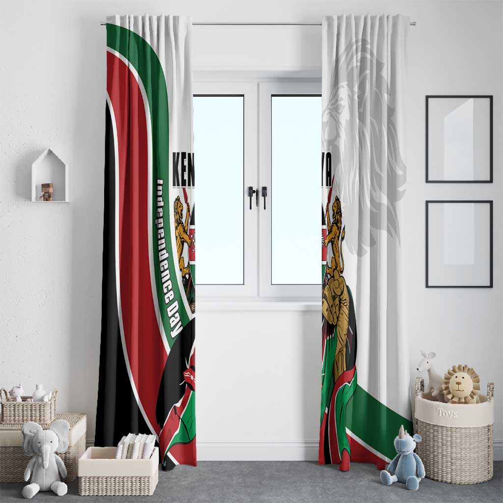Kenya Independence Day Window Curtain Lion With Coat Of Arms - African Pride