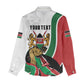 Personalized Kenya Independence Day Women Casual Shirt Lion With Coat Of Arms - African Pride