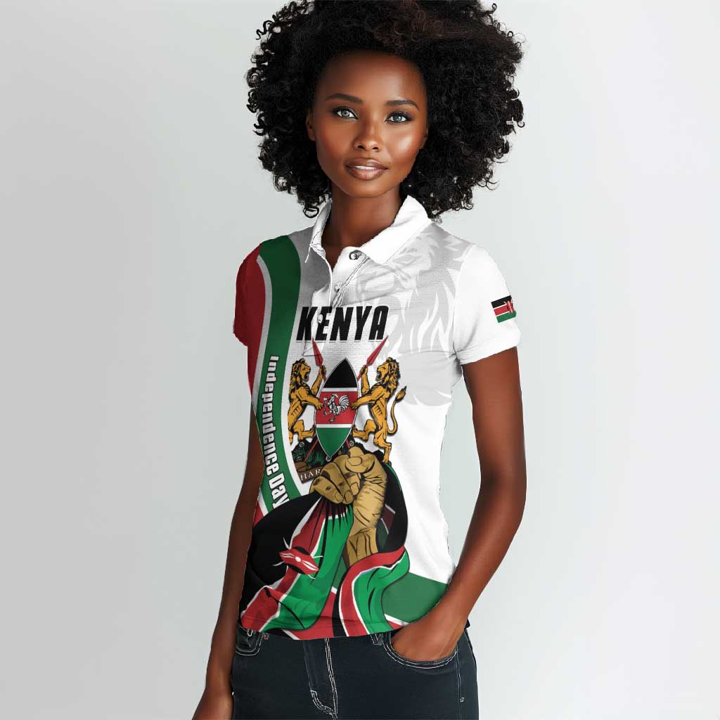 Personalized Kenya Independence Day Women Polo Shirt Lion With Coat Of Arms - African Pride