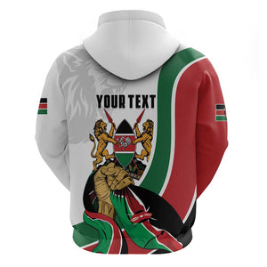 Personalized Kenya Independence Day Zip Hoodie Lion With Coat Of Arms - African Pride