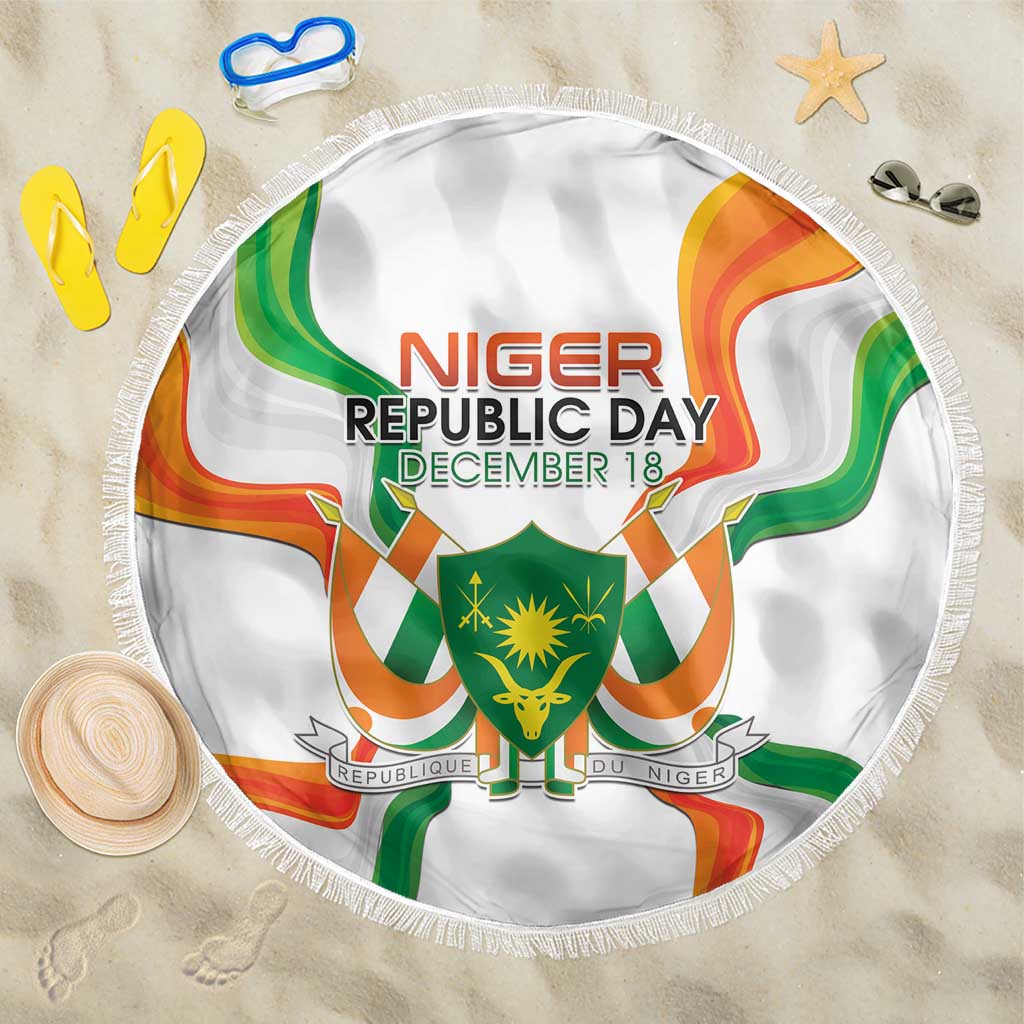 Jamhuriyar Nijar Republic Day Beach Blanket Coat Of Arms With Flag - African Pride