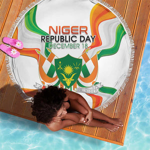 Jamhuriyar Nijar Republic Day Beach Blanket Coat Of Arms With Flag - African Pride