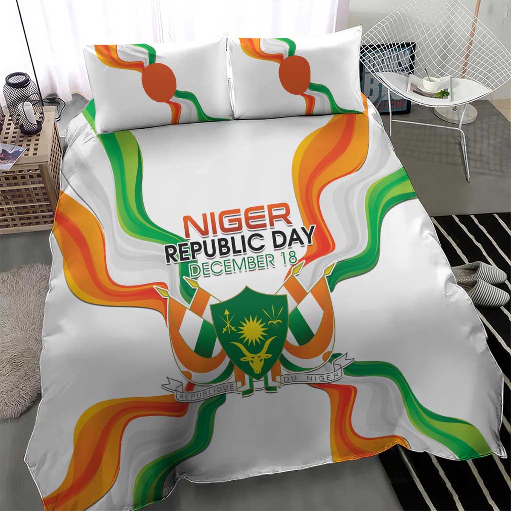 Jamhuriyar Nijar Republic Day Bedding Set Coat Of Arms With Flag - African Pride