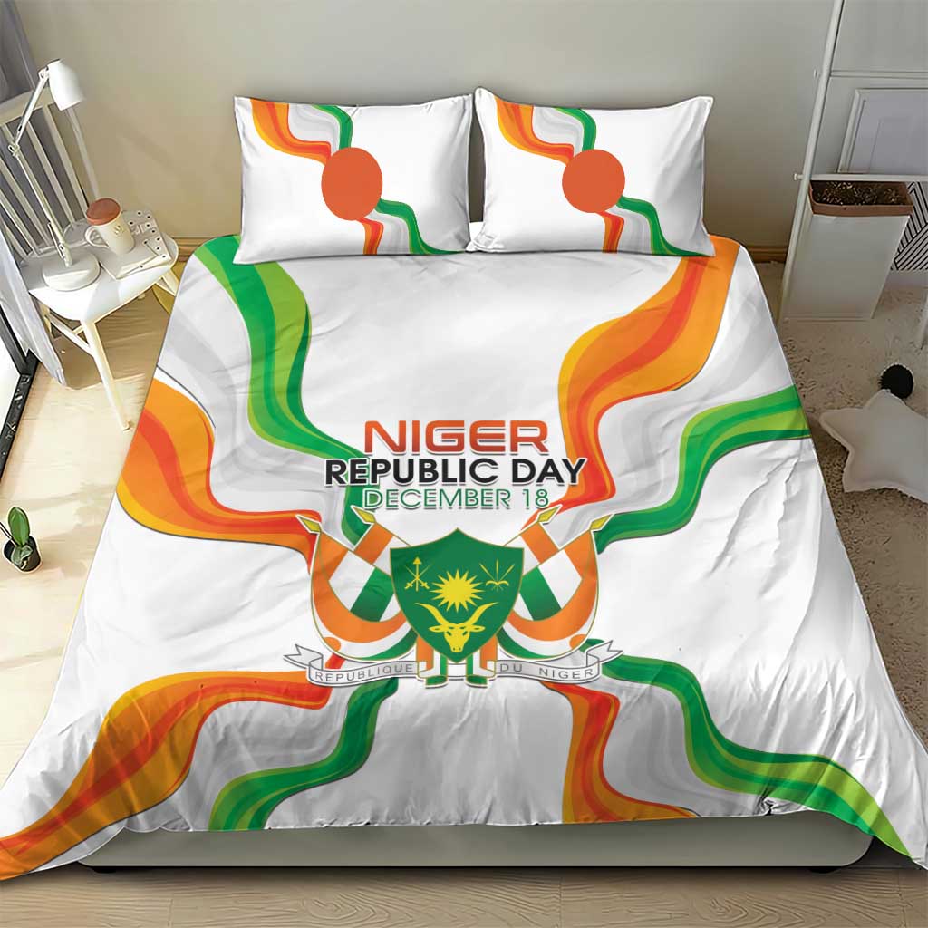 Jamhuriyar Nijar Republic Day Bedding Set Coat Of Arms With Flag - African Pride