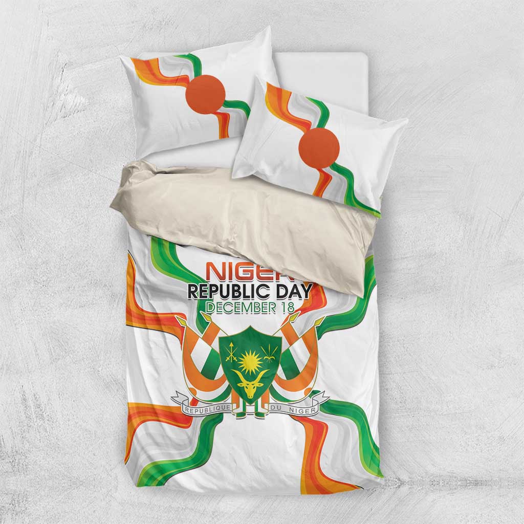 Jamhuriyar Nijar Republic Day Bedding Set Coat Of Arms With Flag - African Pride