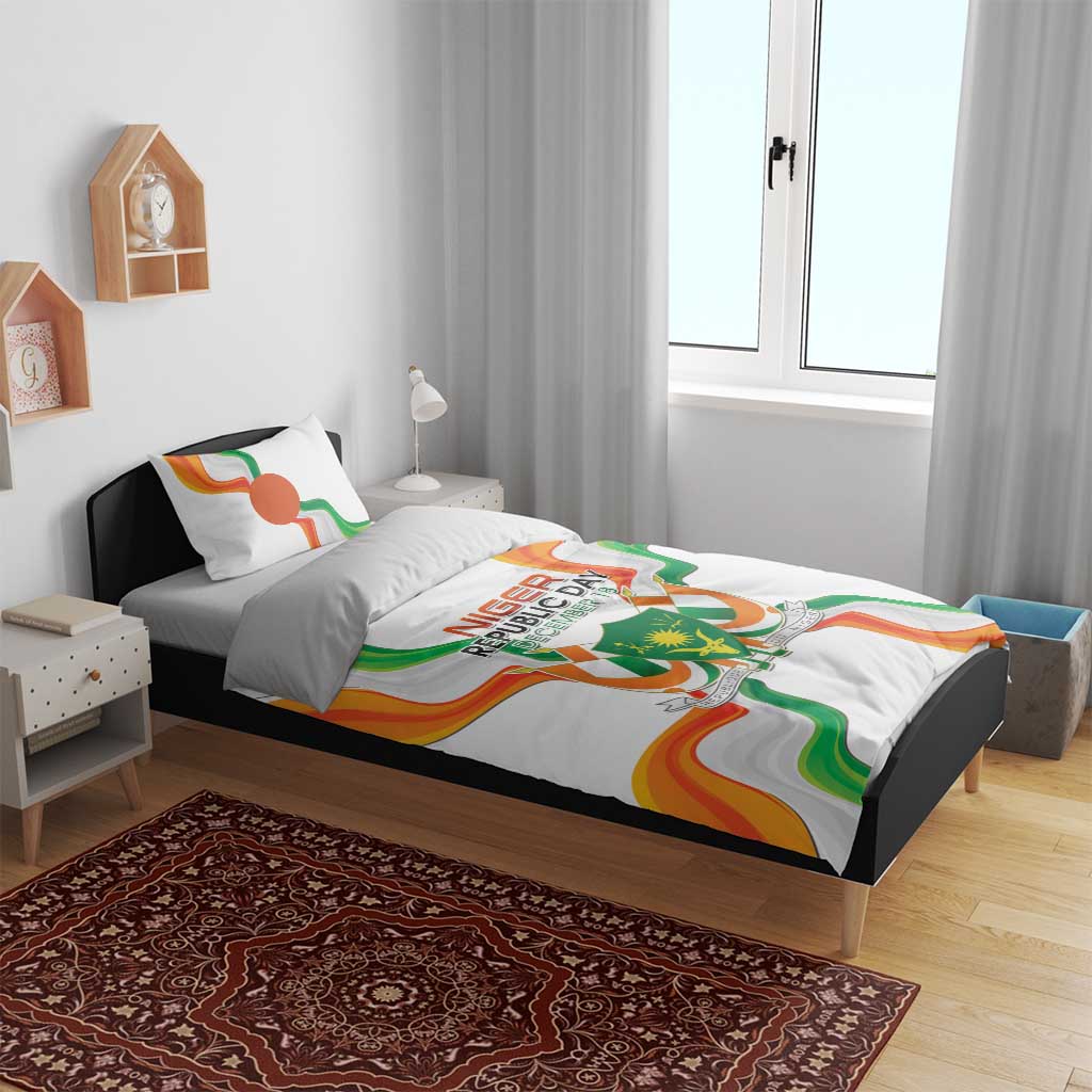 Jamhuriyar Nijar Republic Day Bedding Set Coat Of Arms With Flag - African Pride