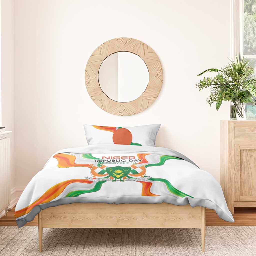 Jamhuriyar Nijar Republic Day Bedding Set Coat Of Arms With Flag - African Pride