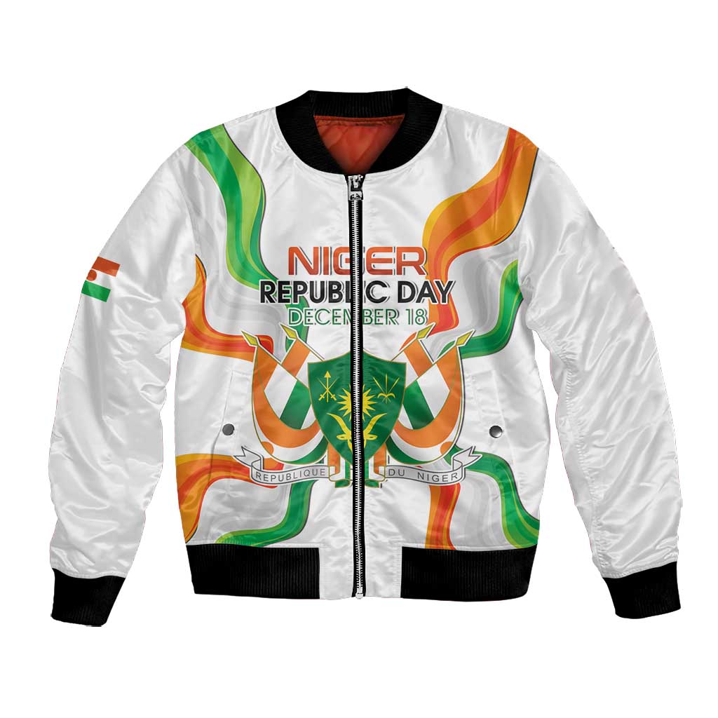 Personalized Jamhuriyar Nijar Republic Day Bomber Jacket Coat Of Arms With Flag - African Pride