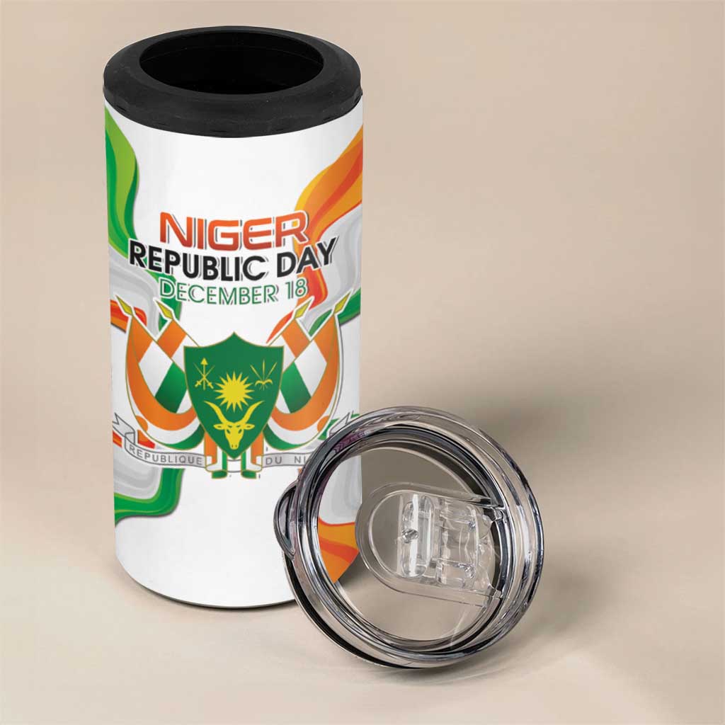 Personalized Jamhuriyar Nijar Republic Day 4 in 1 Can Cooler Tumbler Coat Of Arms With Flag - African Pride