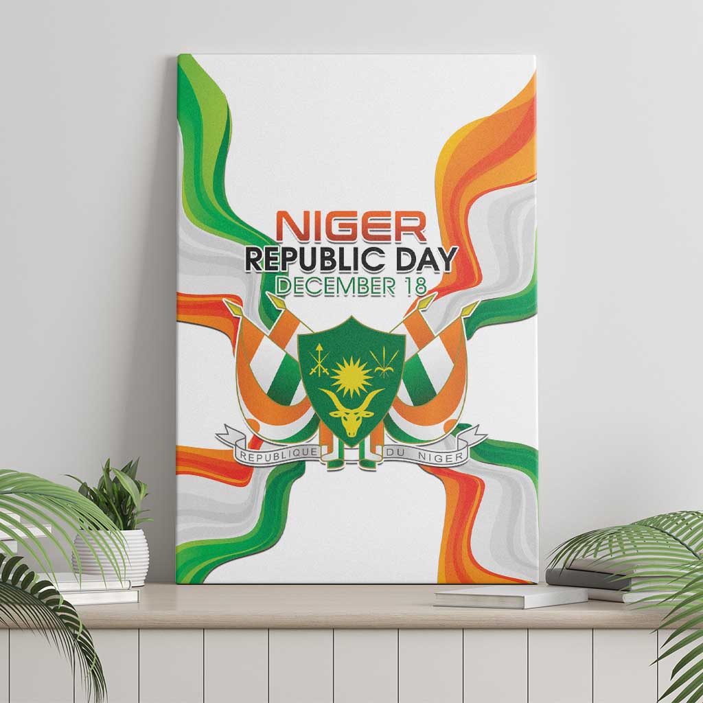 Jamhuriyar Nijar Republic Day Canvas Wall Art Coat Of Arms With Flag - African Pride