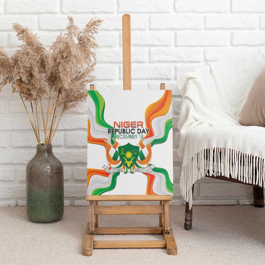 Jamhuriyar Nijar Republic Day Canvas Wall Art Coat Of Arms With Flag - African Pride