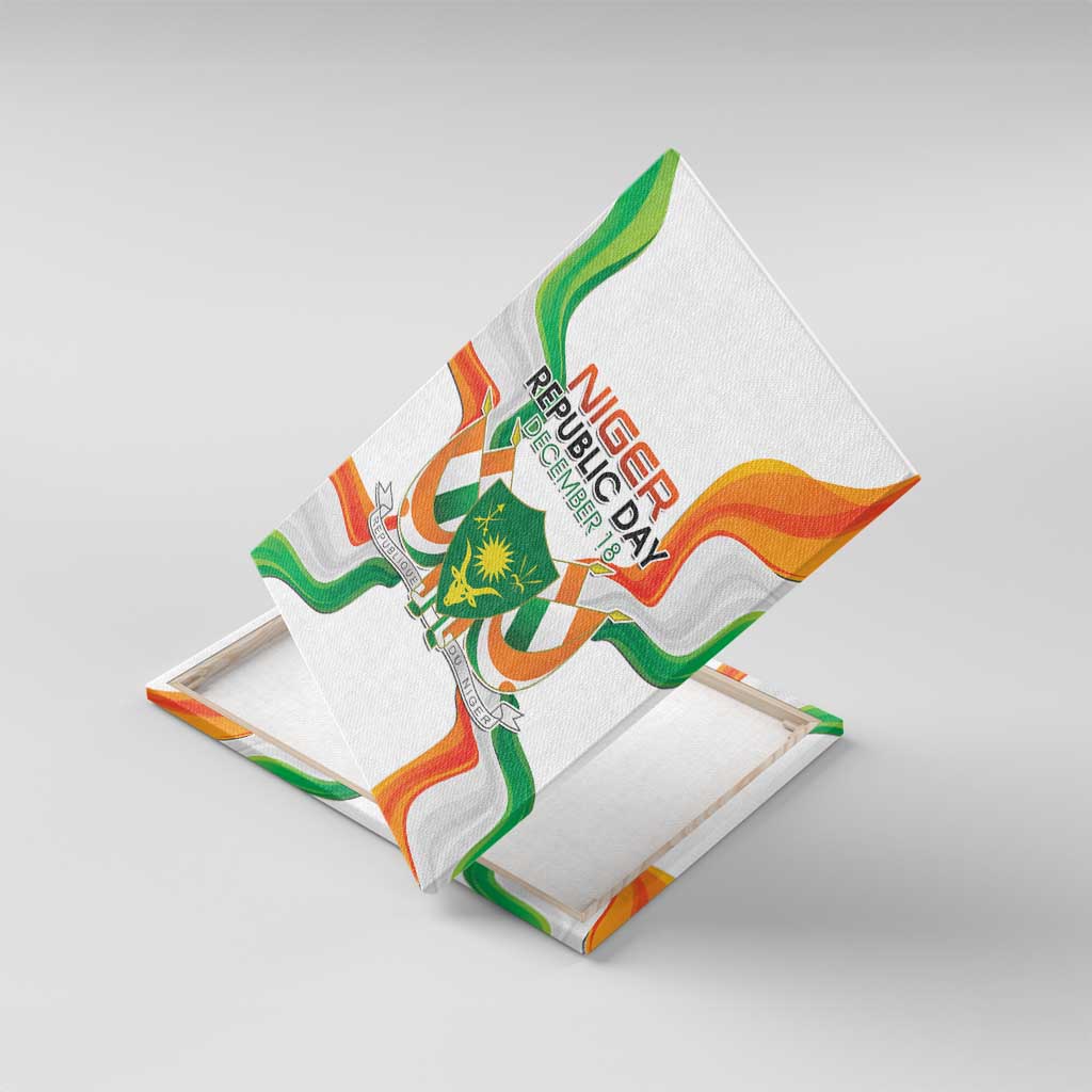 Jamhuriyar Nijar Republic Day Canvas Wall Art Coat Of Arms With Flag - African Pride