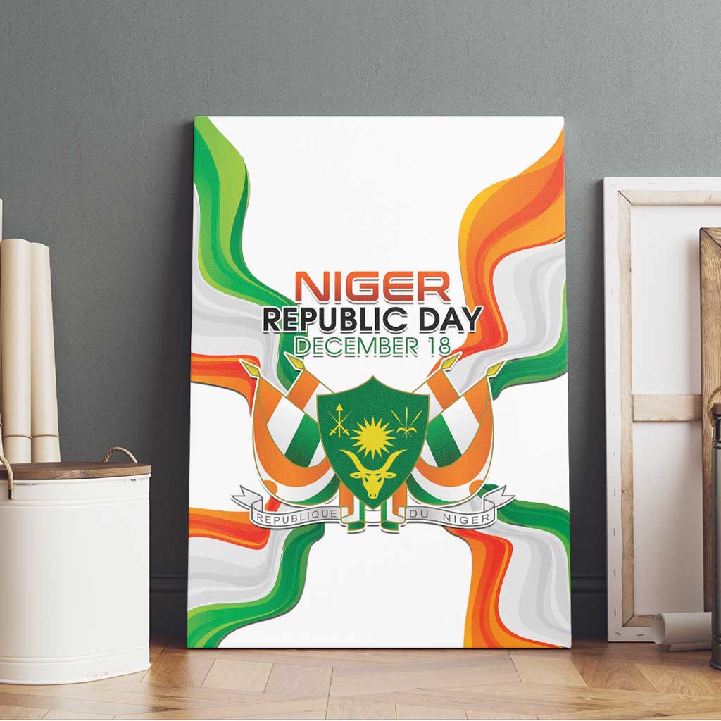 Jamhuriyar Nijar Republic Day Canvas Wall Art Coat Of Arms With Flag - African Pride