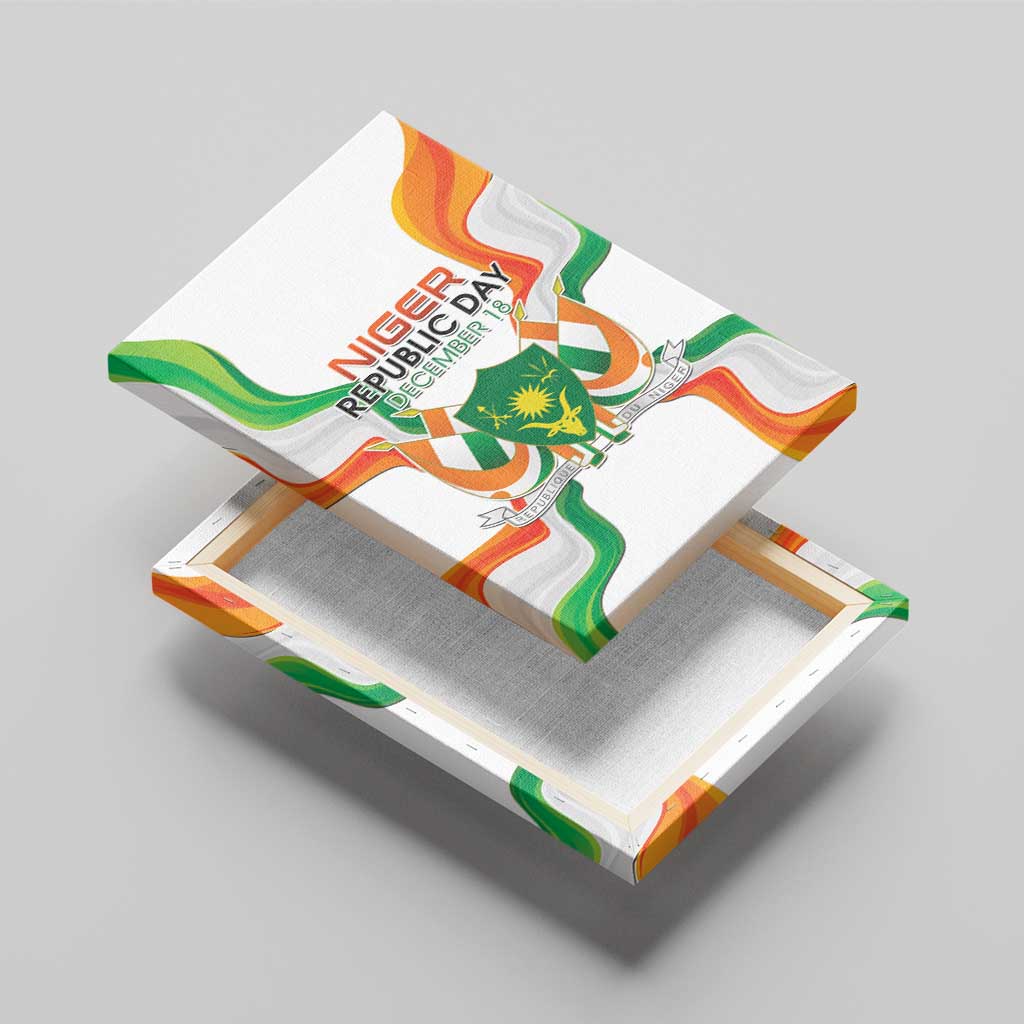 Jamhuriyar Nijar Republic Day Canvas Wall Art Coat Of Arms With Flag - African Pride