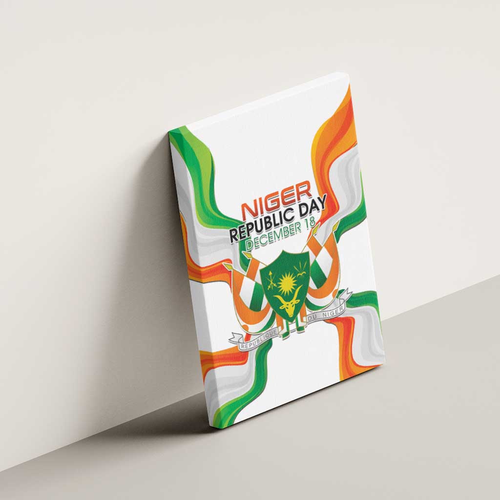 Jamhuriyar Nijar Republic Day Canvas Wall Art Coat Of Arms With Flag - African Pride