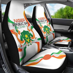Jamhuriyar Nijar Republic Day Car Seat Cover Coat Of Arms With Flag - African Pride