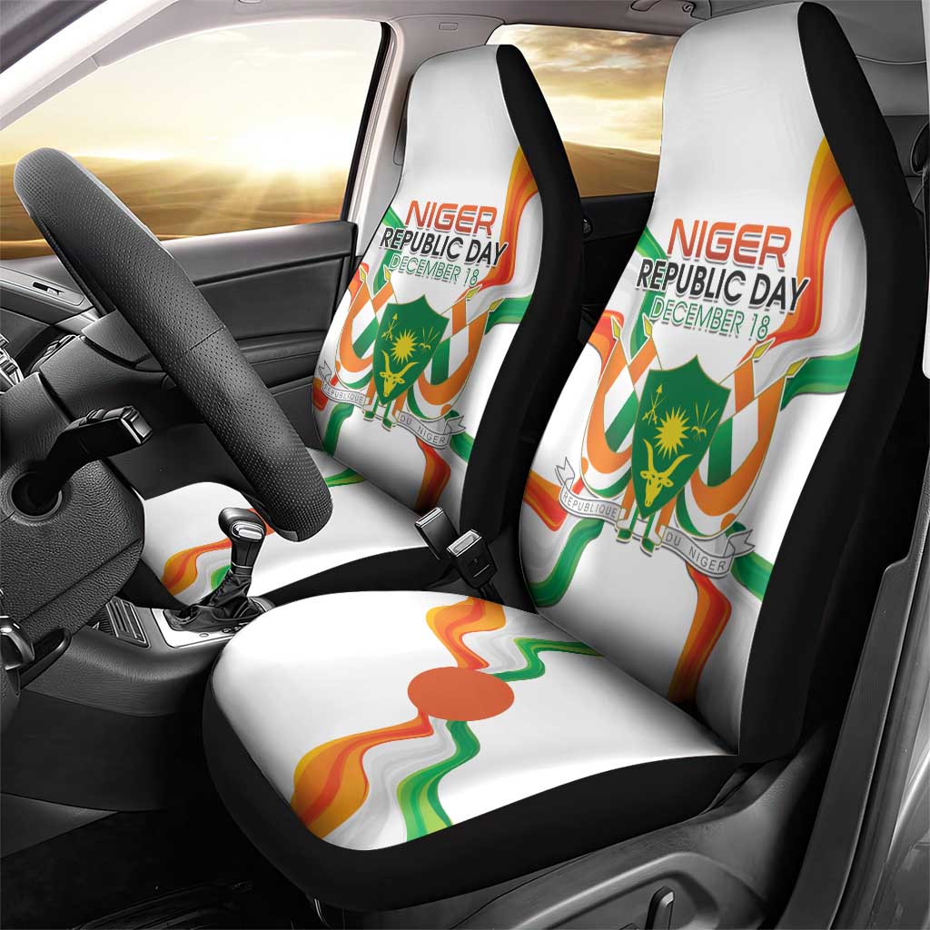 Jamhuriyar Nijar Republic Day Car Seat Cover Coat Of Arms With Flag - African Pride