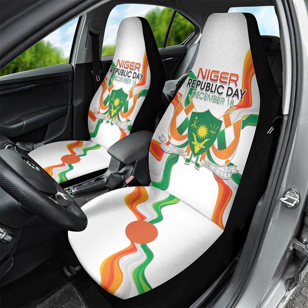 Jamhuriyar Nijar Republic Day Car Seat Cover Coat Of Arms With Flag - African Pride