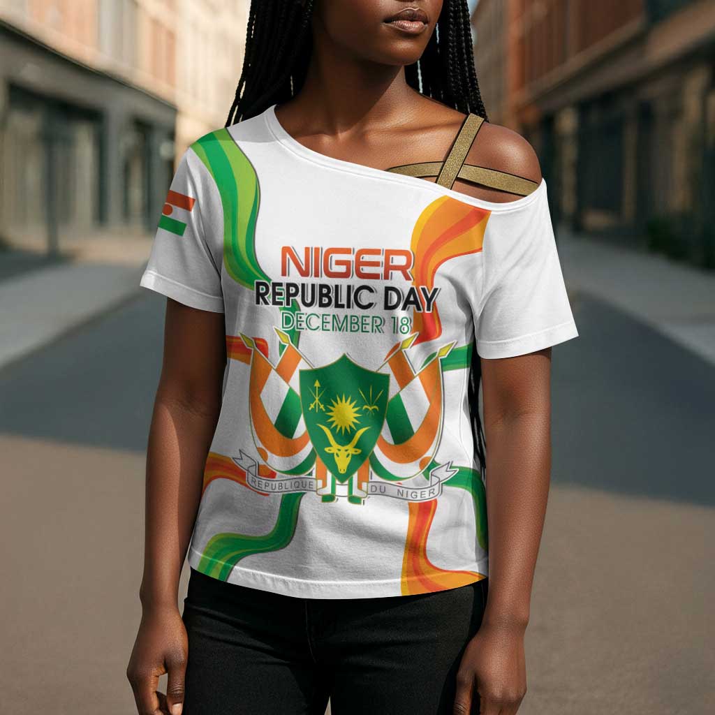 Personalized Niger Republic Day Cross Shoulder Shirt Coat Of Arms With Flag