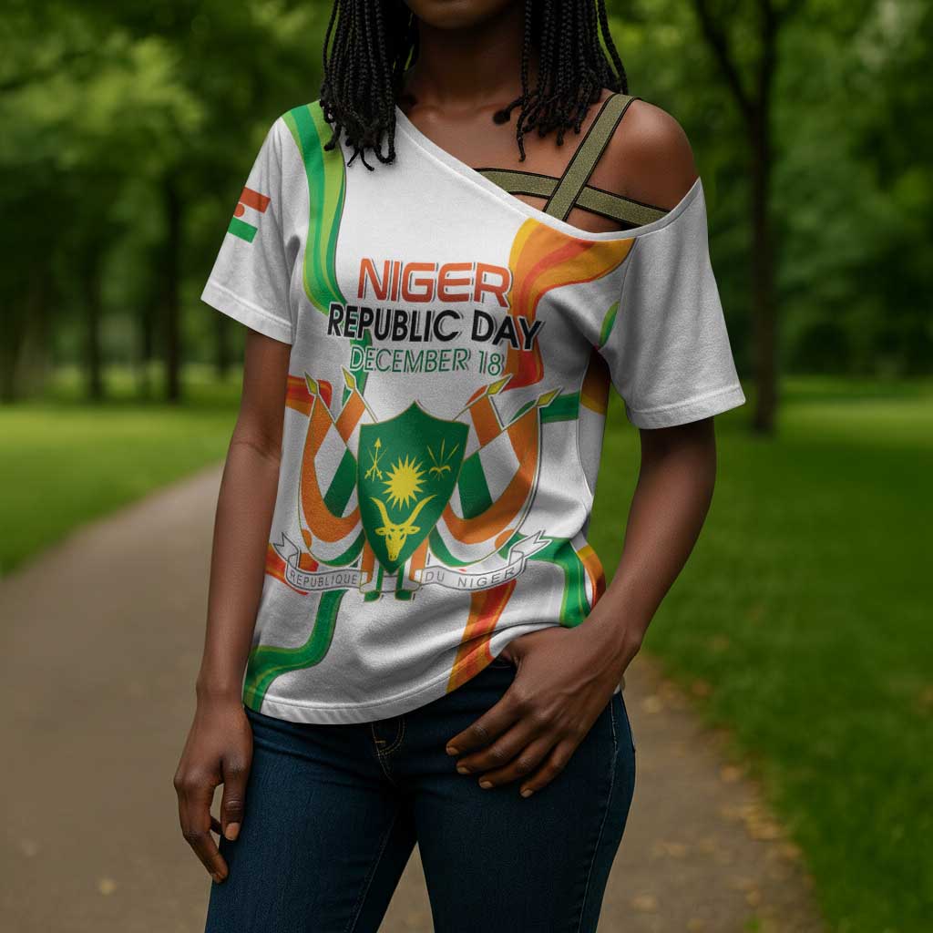 Personalized Niger Republic Day Cross Shoulder Shirt Coat Of Arms With Flag