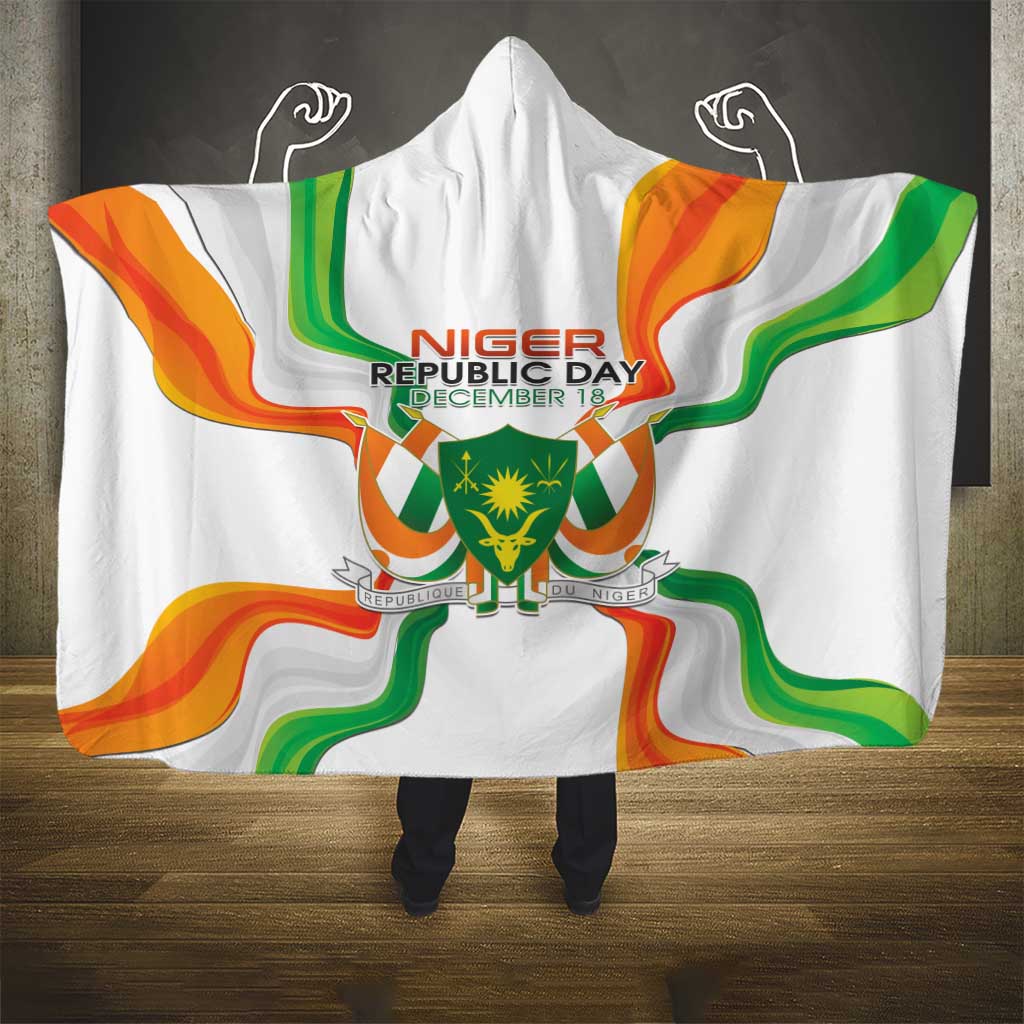 Jamhuriyar Nijar Republic Day Hooded Blanket Coat Of Arms With Flag - African Pride