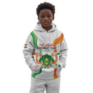 Personalized Jamhuriyar Nijar Republic Day Kid Hoodie Coat Of Arms With Flag - African Pride