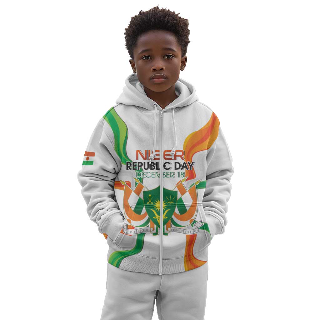 Personalized Jamhuriyar Nijar Republic Day Kid Hoodie Coat Of Arms With Flag - African Pride