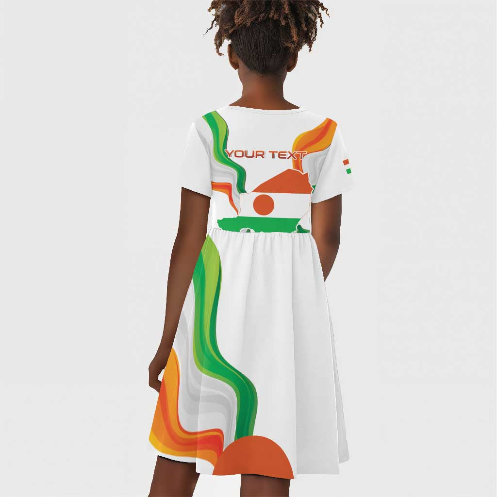 Personalized Jamhuriyar Nijar Republic Day Kid Short Sleeve Dress Coat Of Arms With Flag - African Pride