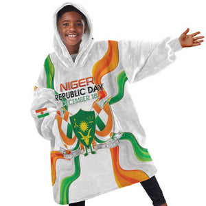 Personalized Jamhuriyar Nijar Republic Day Kid Wearable Blanket Hoodie Coat Of Arms With Flag - African Pride