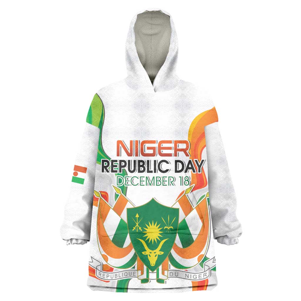 Personalized Jamhuriyar Nijar Republic Day Kid Wearable Blanket Hoodie Coat Of Arms With Flag - African Pride