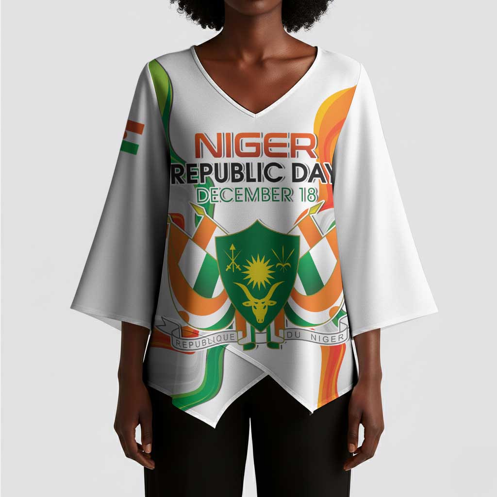 Personalized Niger Republic Day Kimono Sleeve Blouse Coat Of Arms With Flag
