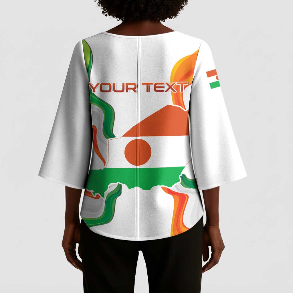 Personalized Niger Republic Day Kimono Sleeve Blouse Coat Of Arms With Flag
